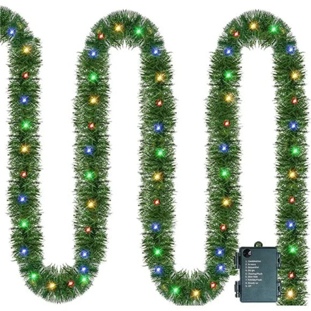 14.8 FT Artificial Christmas Garland, 50 Pre-Lit LED Mini String Lights